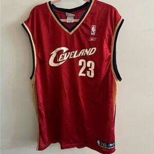 Vintage Lebron James Reebok Cleveland Cavaliers Away Red Jersey XXL 2XL